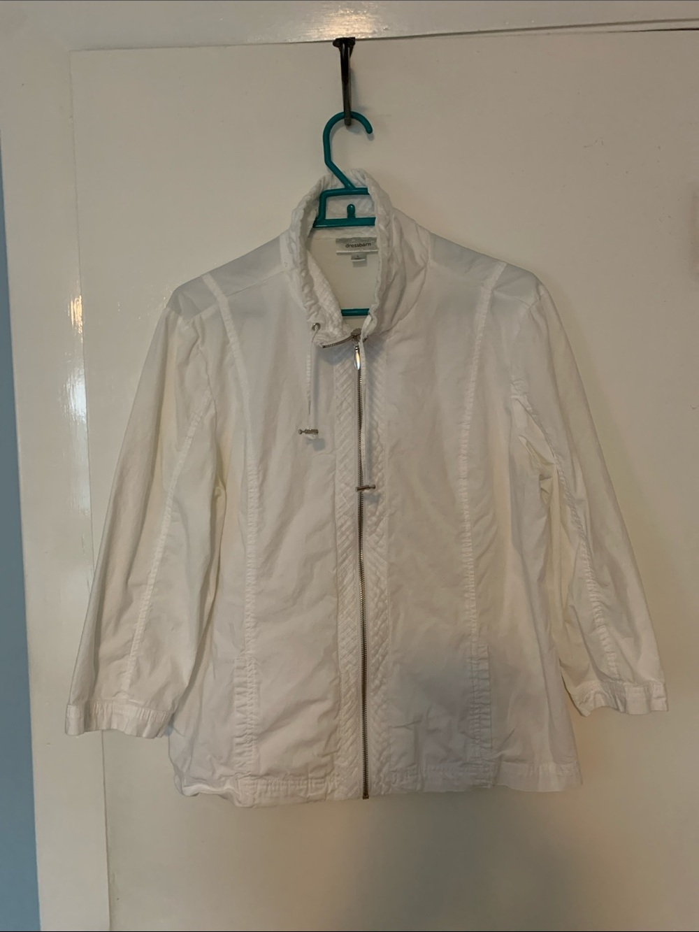 Dress Barn White Zip-Front Utility Jacket